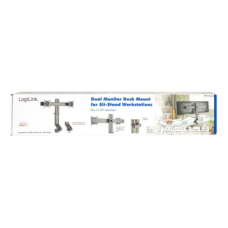 Monitorhalterung 2-fach 17–27" Aluminium Curved Screens von LogiLink - Produktbild 9 von 10