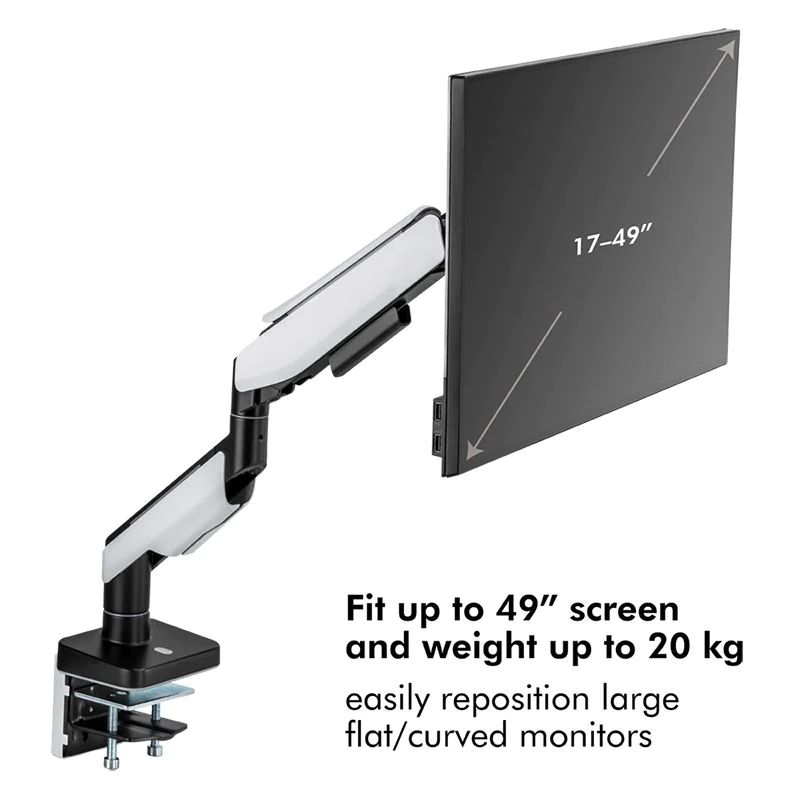 Monitorhalterung 17–49" Gaming Gasdruckfeder von LogiLink - Produktbild 5 von 10