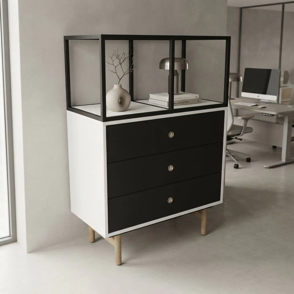 Bridge Schubladenschrank mit 3 Schubladen inkl. Regaltop - BIS-BRH0806DRWISF