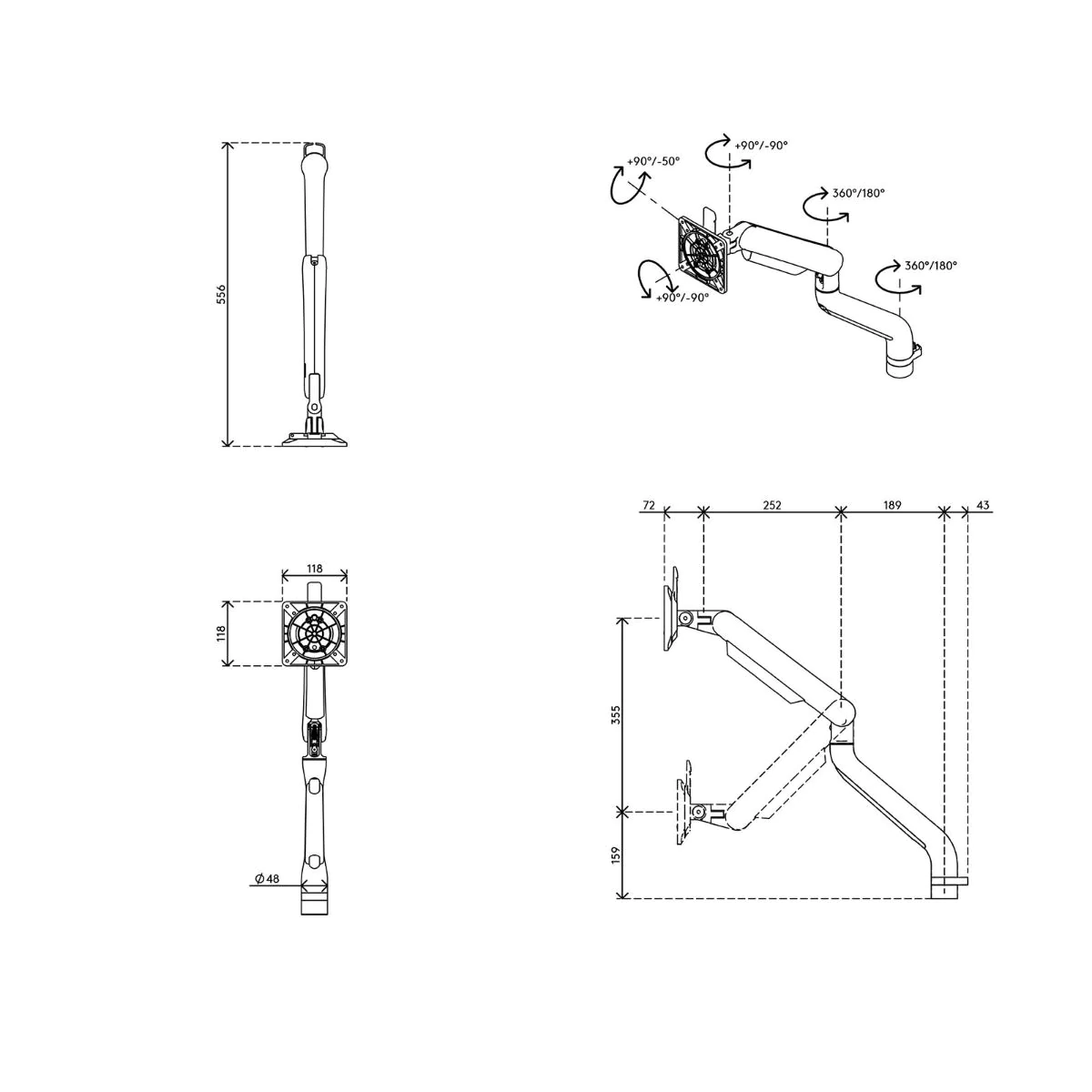 Viewprime plus Monitorarm Schreibtisch 110 von Dataflex - Produktbild 6 von 6