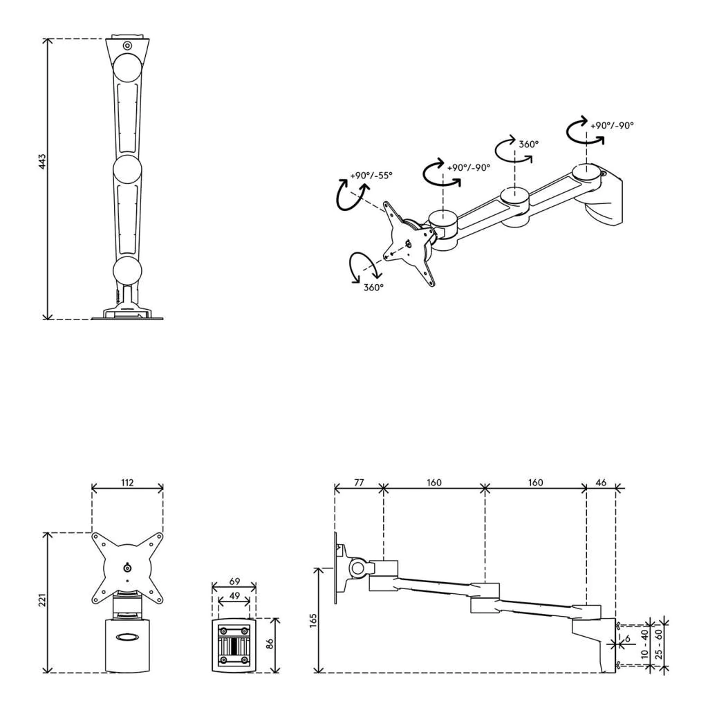 Viewlite Monitorarm - Schiene 422 von Dataflex - Produktbild 4 von 5