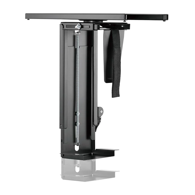 PC-Tower-Halterung bis 10 kg H 300–510 mm B 88–203 mm drehbar Untertischmontage Schwarz von LogiLink - Produktbild 4 von 9