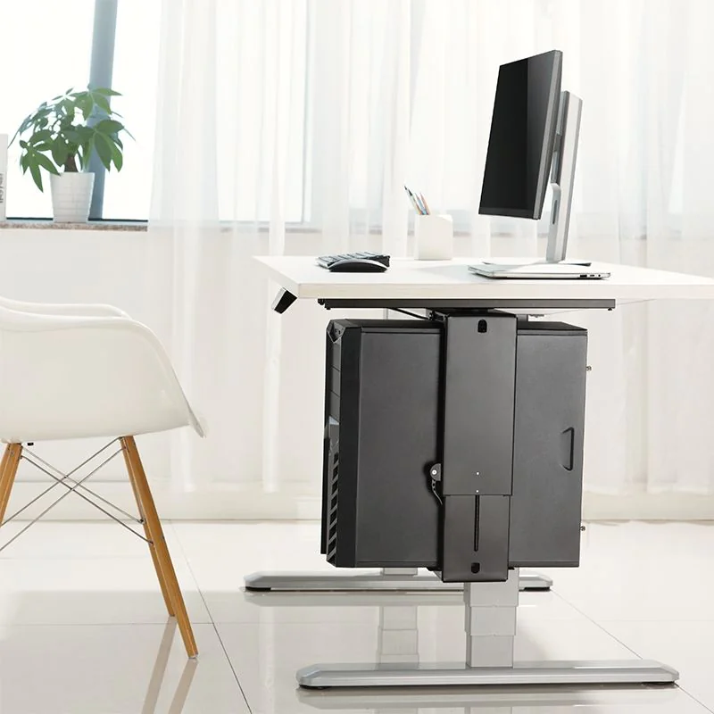 PC-Tower-Halterung bis 10 kg H 300–510 mm B 88–203 mm drehbar Untertischmontage Schwarz - TDI-EO0031