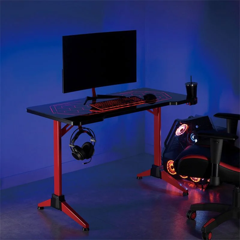 Gaming-Schreibtisch mit RGB-Beleuchtung Geo-Wabenmuster - TDI-EO0043