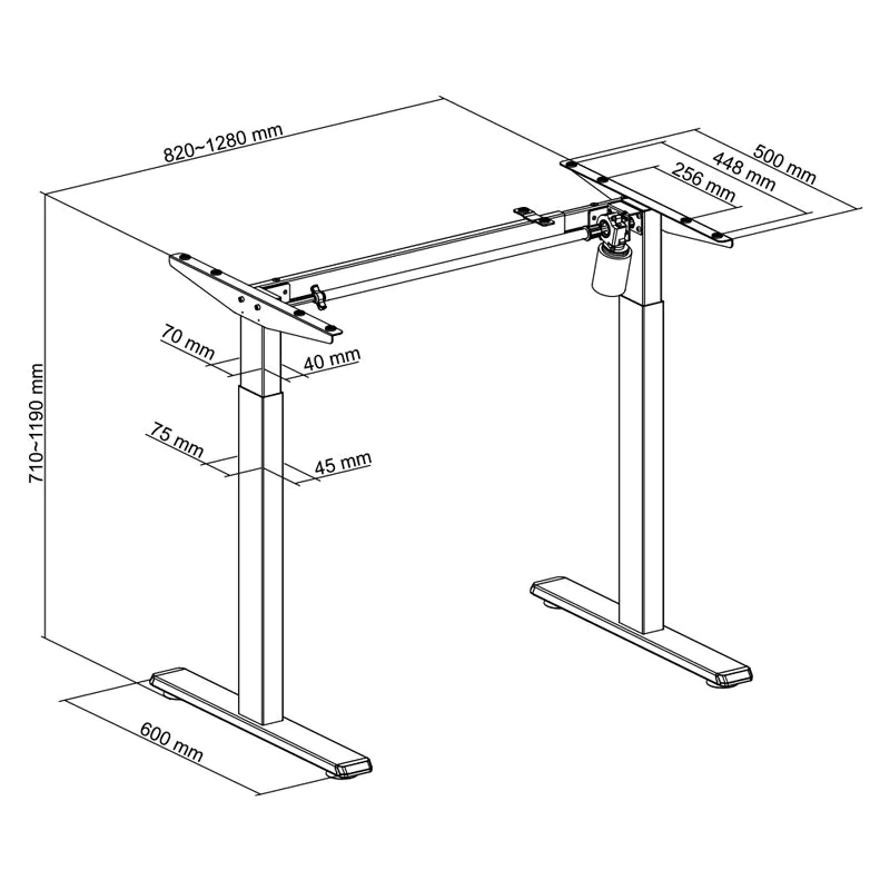 Elektrisch verstellbares Schreibtischgestell 1 Motor 710–1190 mm von LogiLink - Produktbild 10 von 10