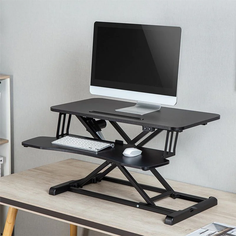 Sitz-/Steh-Schreibtischaufsatz mit Tastaturablage bis 20 kg elektrisch verstellbar Schwarz - TDI-EO0054