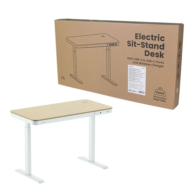 Elektrisch höhenverstellbarer Schreibtisch kabelloses Laden 2x-USB-Ports von LogiLink - Produktbild 10 von 10