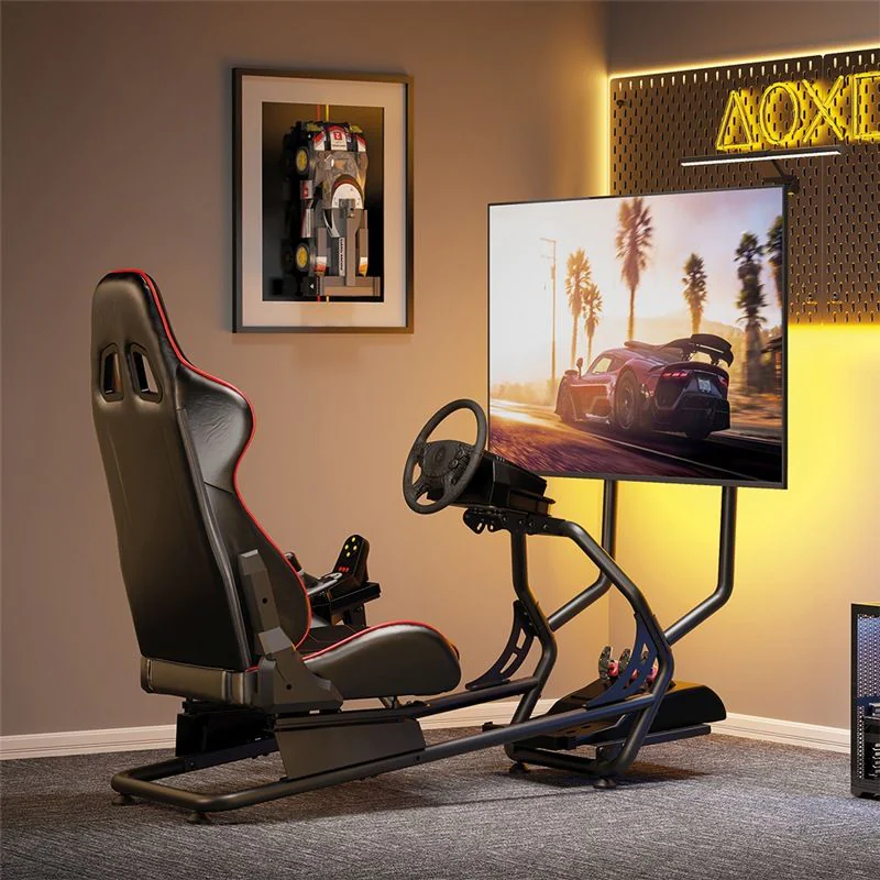 Racing-Simulator Cockpit mit Monitorhalterung für 32–50" schwarz - TDI-EO0065