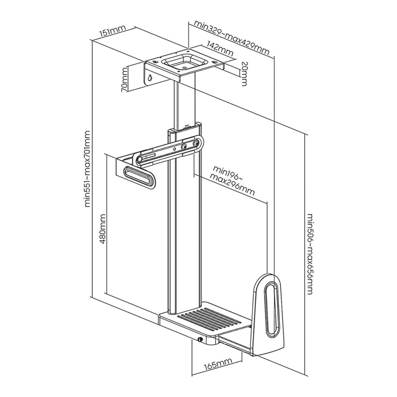 PC-Tower-Halterung bis 20 kg H/B/T einstellbar Untertisch-/Wandmontage Schwarz von LogiLink - Produktbild 8 von 10