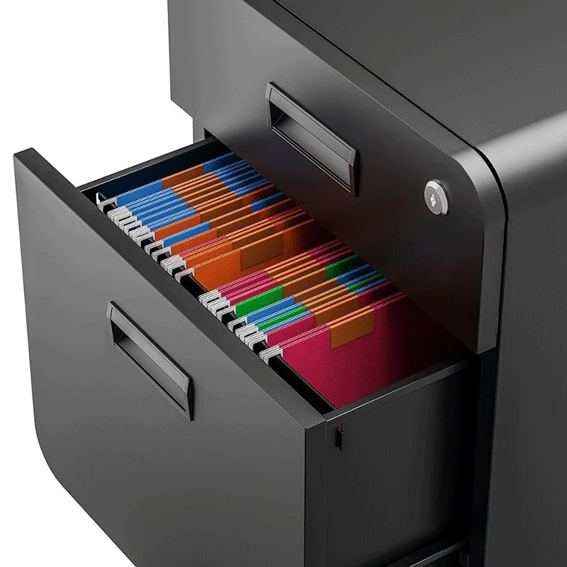 Mobiler Aktenschrank auf Rollen 2 Fächer abschließbar bis 15 kg Schwarz von LogiLink - Produktbild 5 von 10