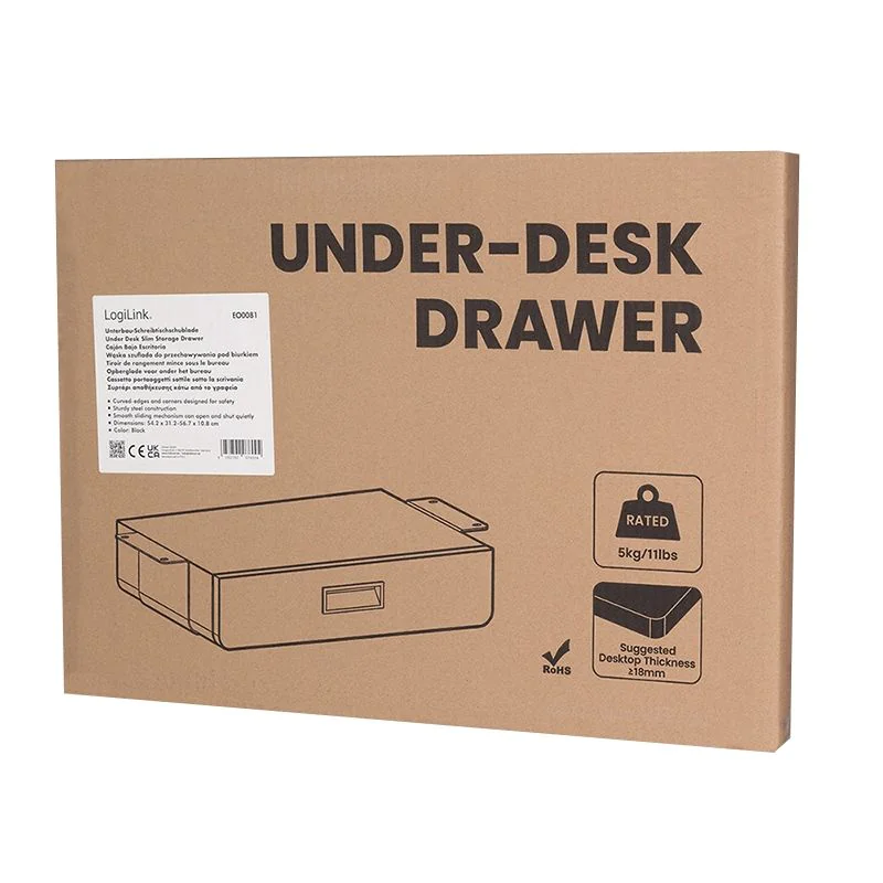 Unterbau-Schreibtischschublade bis 5 kg Untertischmontage Schwarz von LogiLink - Produktbild 9 von 10