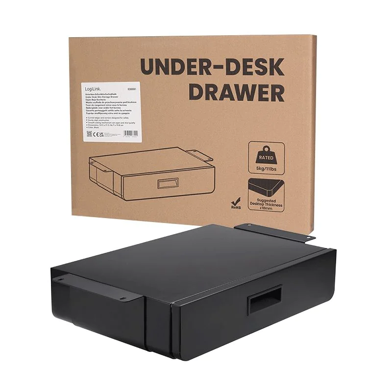 Unterbau-Schreibtischschublade bis 5 kg Untertischmontage Schwarz von LogiLink - Produktbild 10 von 10
