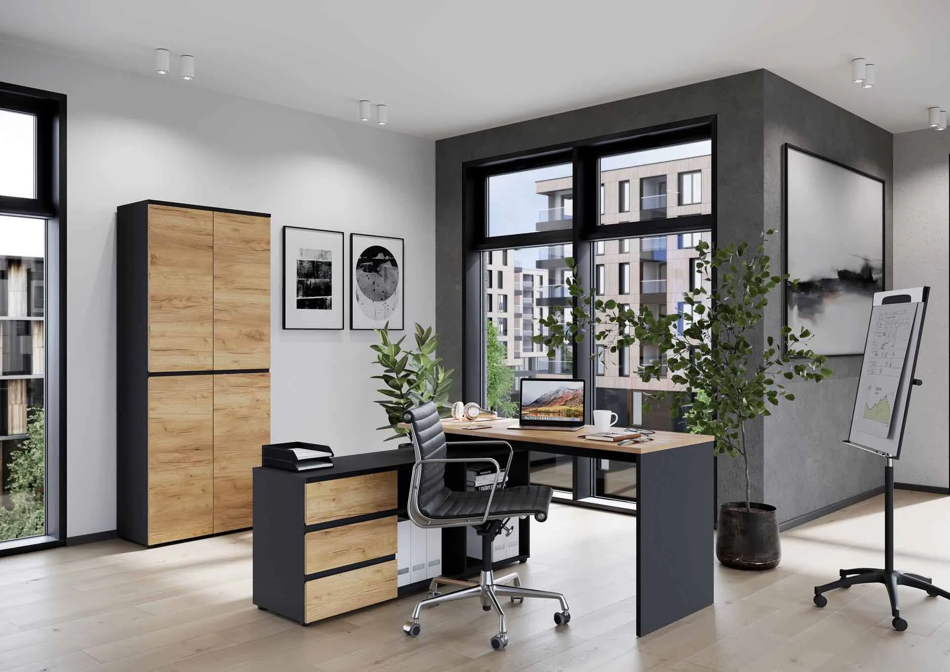 Aktenschrank 4266 Lissabon - Graphit/Navarra-Eiche von BME home - Produktbild 4 von 5