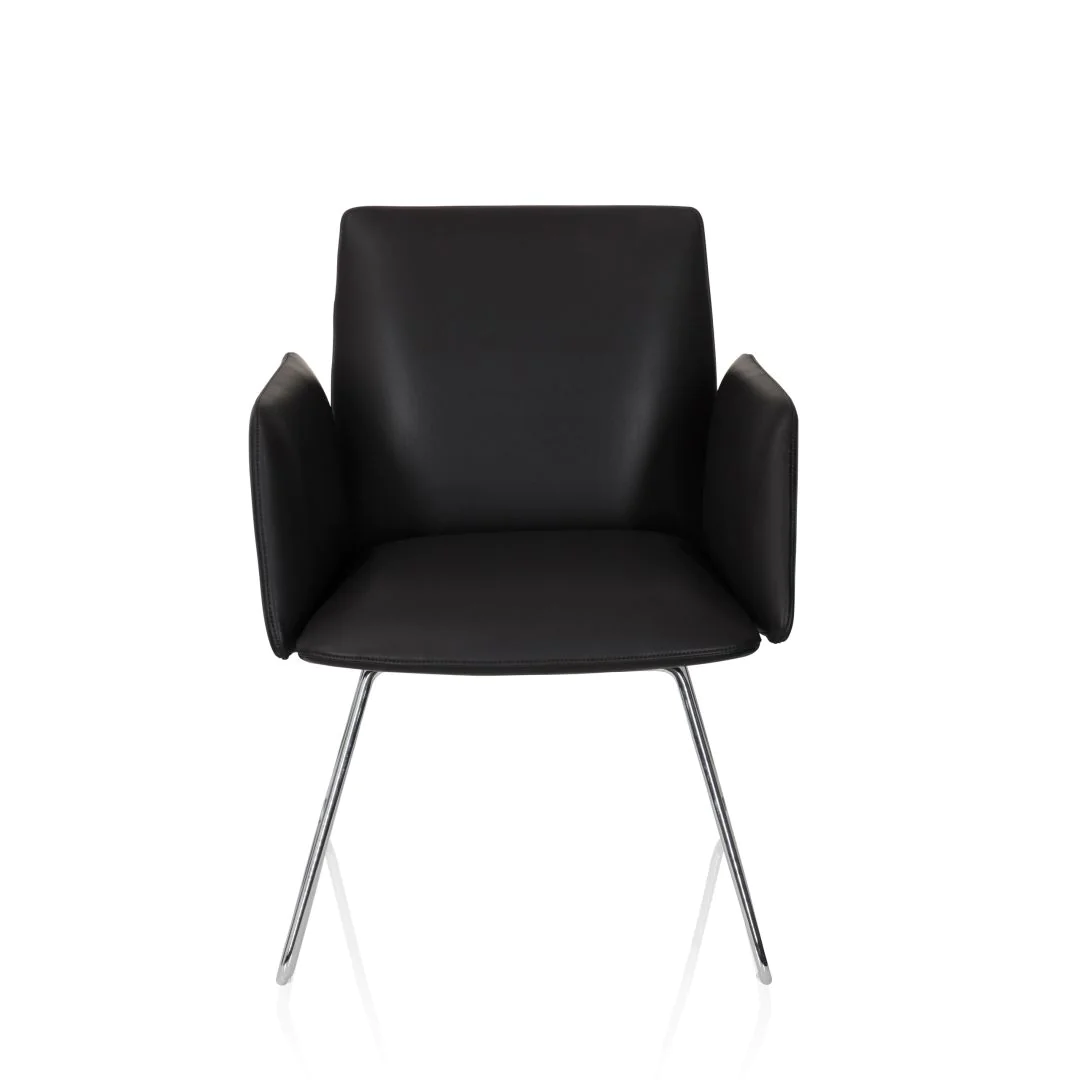 Besucherstuhl Kufenstuhl DESIGNIA V Kunstleder schwarz - HJH-600993