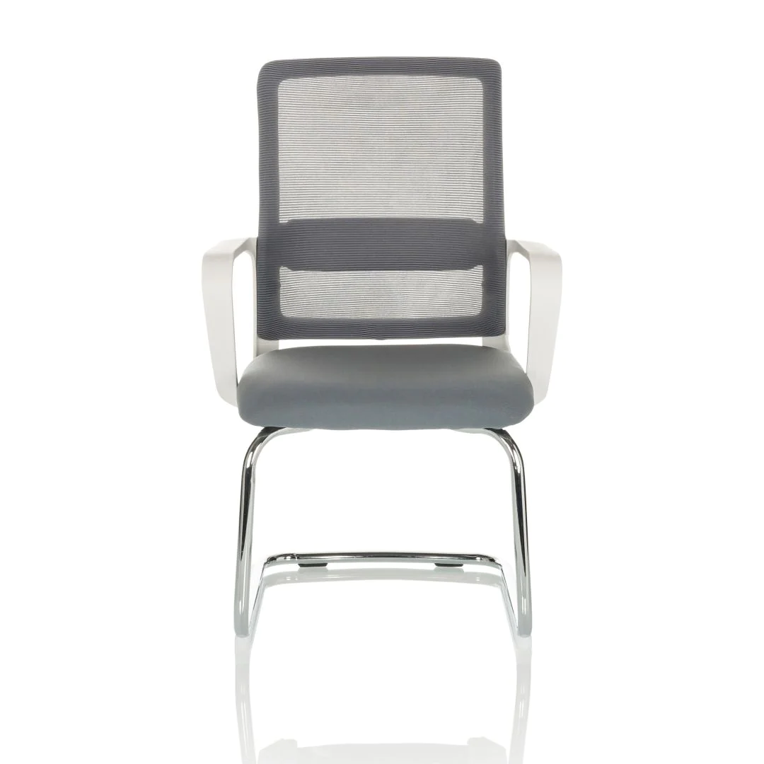 Besucherstuhl Freischwinger Stuhl VISITER W Netz Stoff grau - HJH-729442
