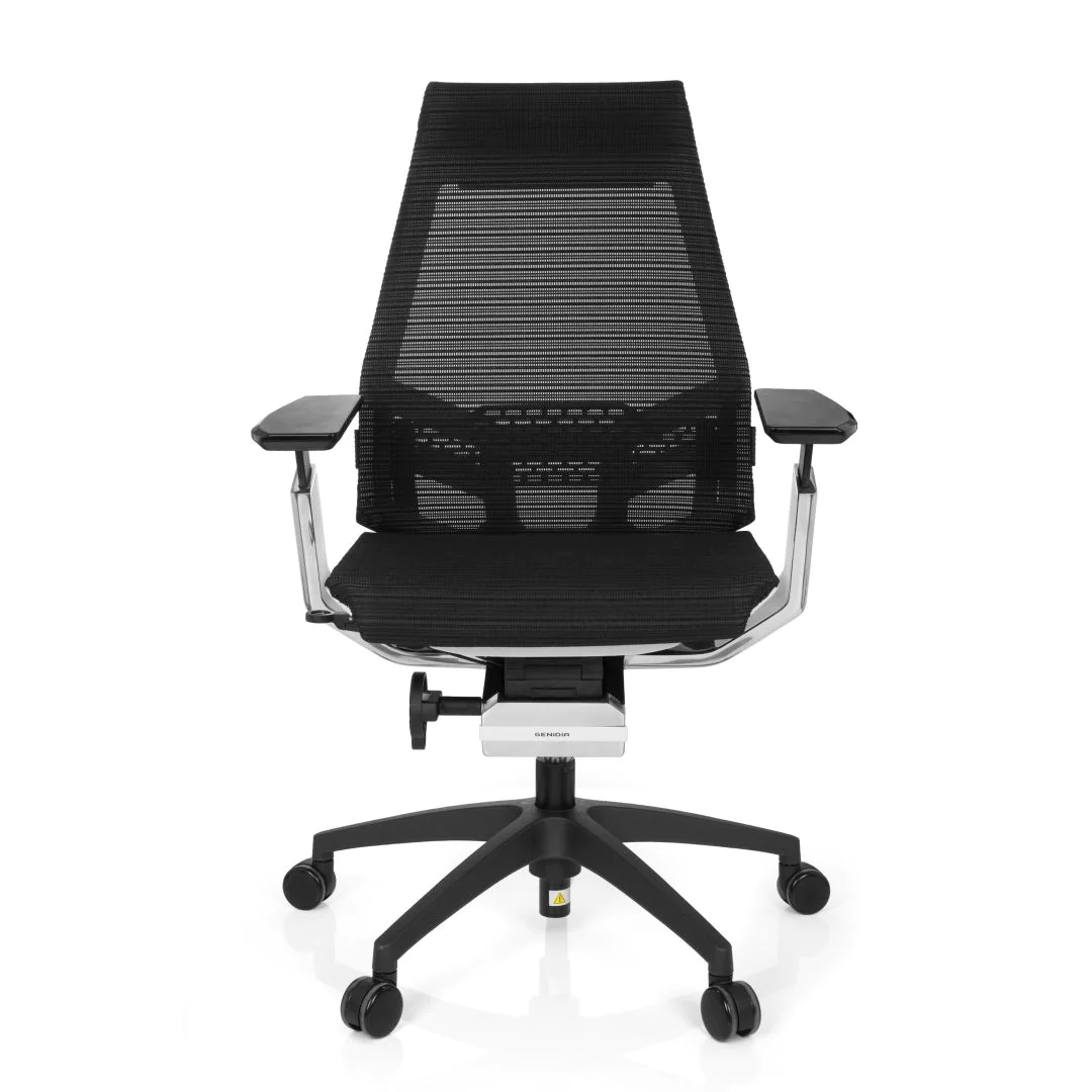 Bürostuhl Drehstuhl GENIDIA SMART WHITE CM Netz schwarz AL Chrom - HJH-652890