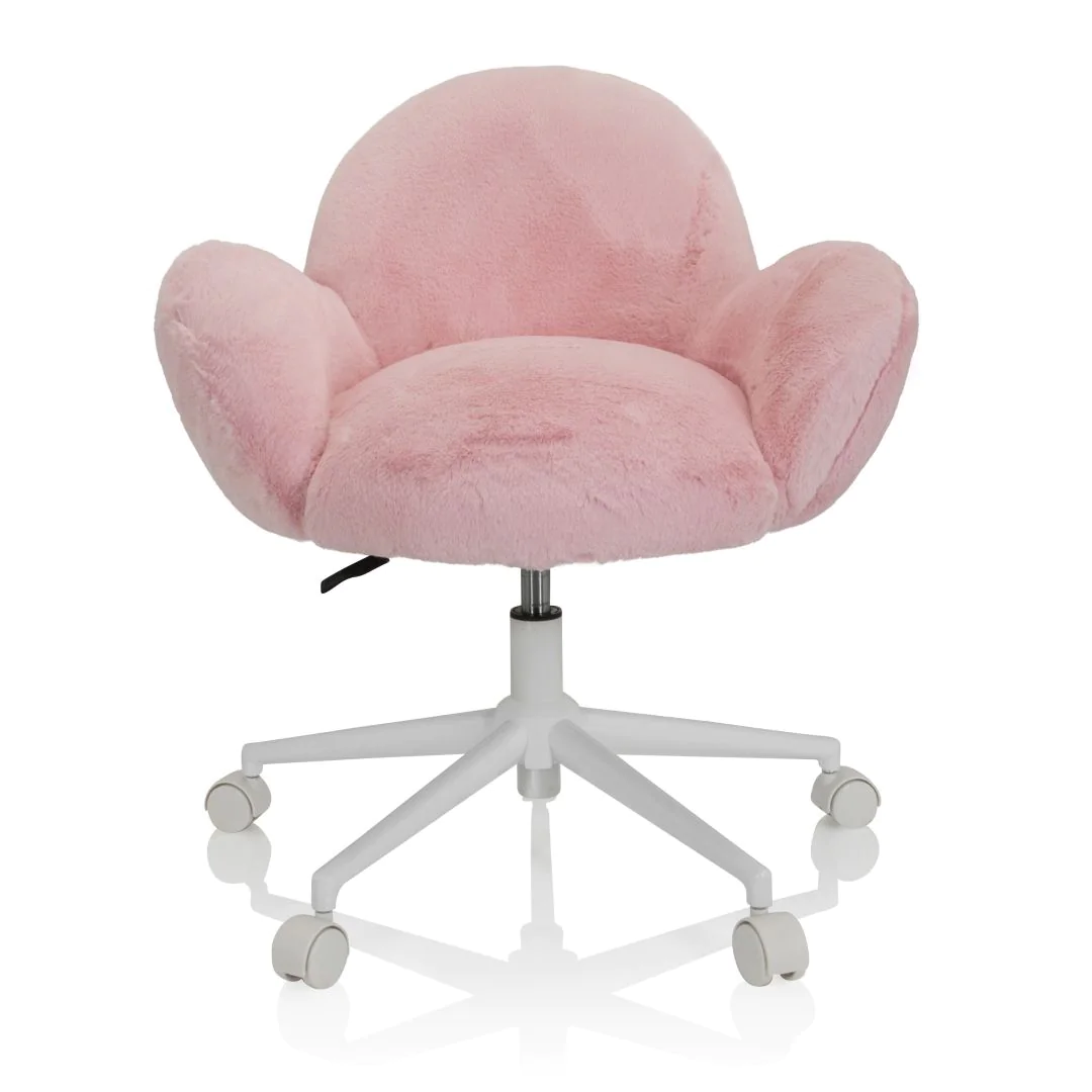 Kinderstuhl Kinderschreibtischstuhl KID TEDDY Kunstfell rosa - HJH-719224