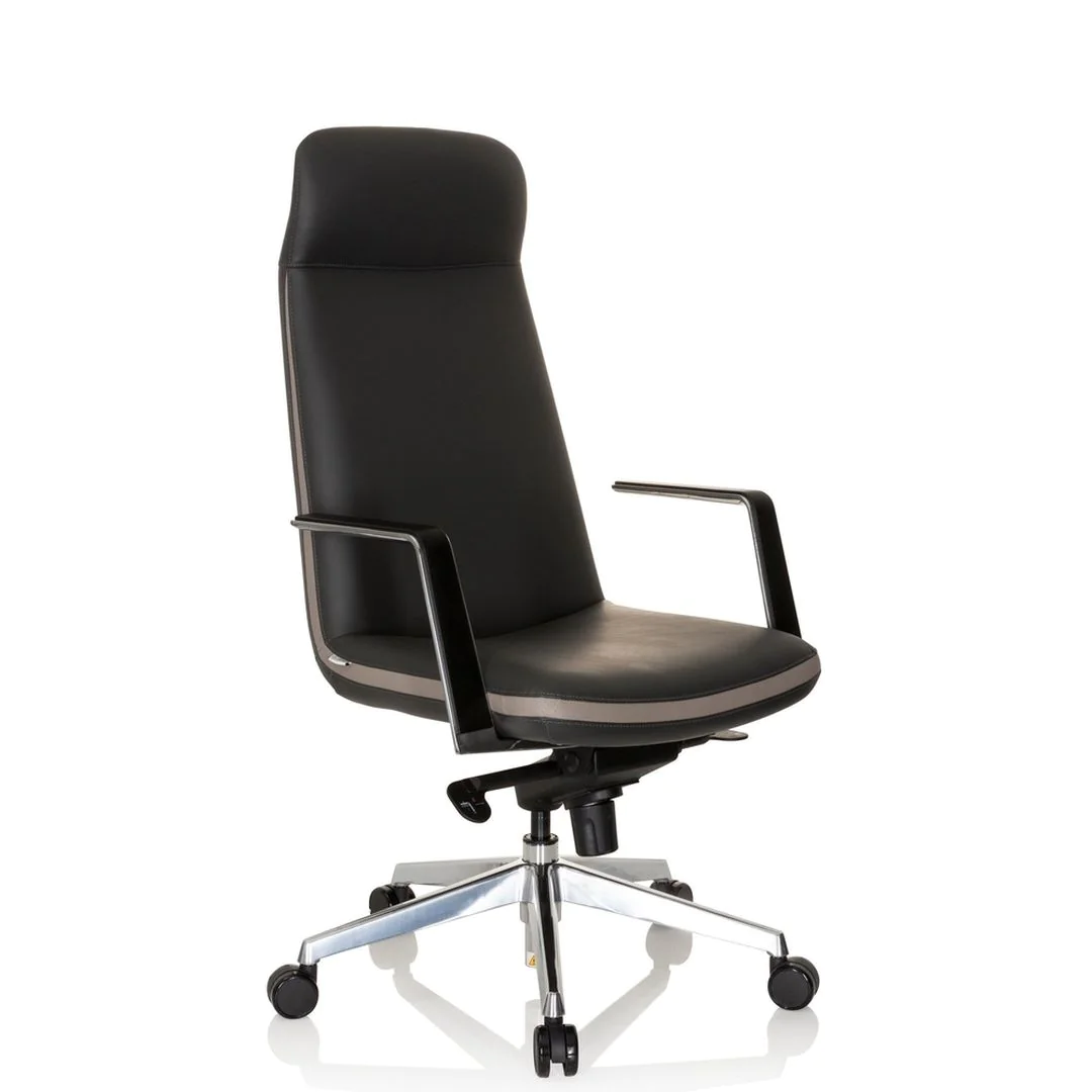 Bürostuhl Chefsessel ATMOS Kunstleder grau beige - HJH-600991