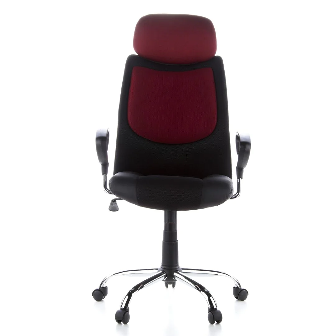 Bürostuhl Chefsessel CITY 80 Kunstleder Stoff schwarz bordeaux Chrom - HJH-666840