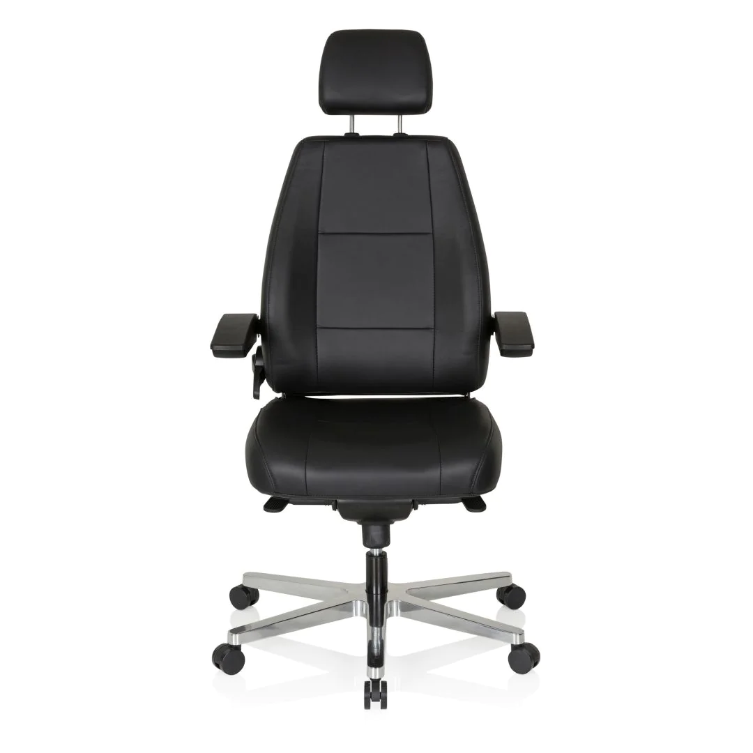 Arbeitsstuhl Chefsessel 24 HOURS Leder schwarz - HJH-608901