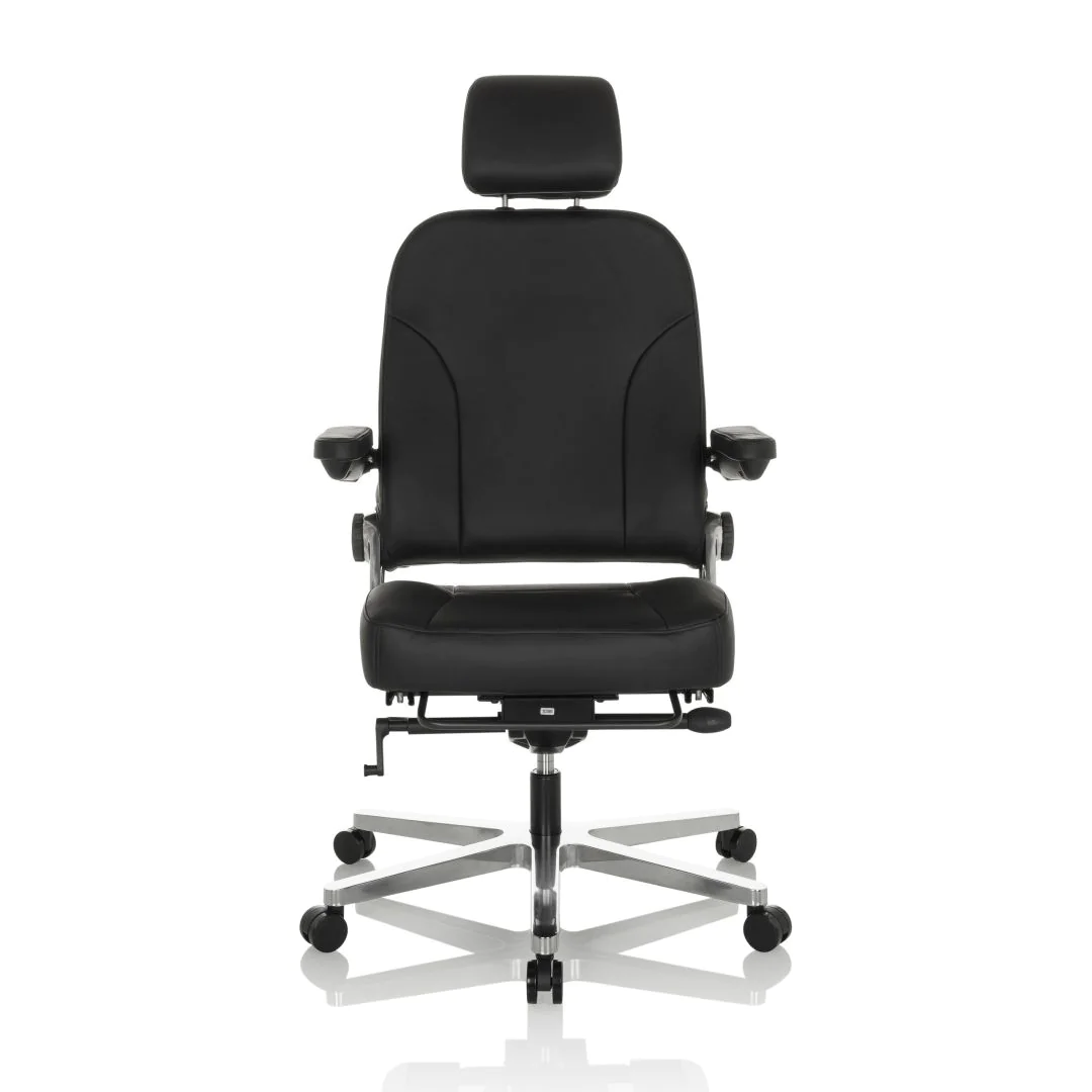 Bürostuhl Chefsessel 24 HOURS F Leder schwarz - HJH-608994