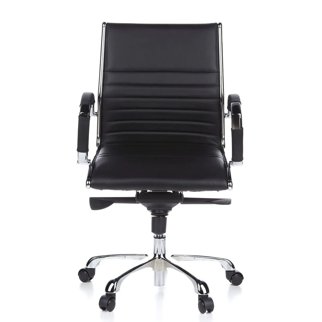 Bürostuhl Chefsessel PARMA 10 Leder Chrom - HJH-PARMA-10