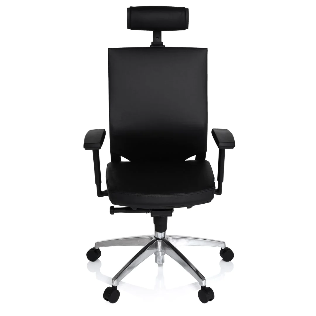 Bürostuhl Chefsessel PORTO MAX HIGH Leder schwarz - HJH-657270