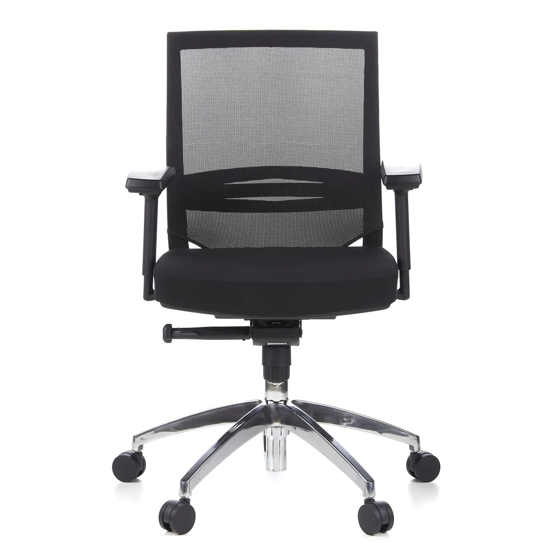Bürostuhl Chefsessel PORTO PRO Sitz Stoff Rücken Netz schwarz - HJH-657235