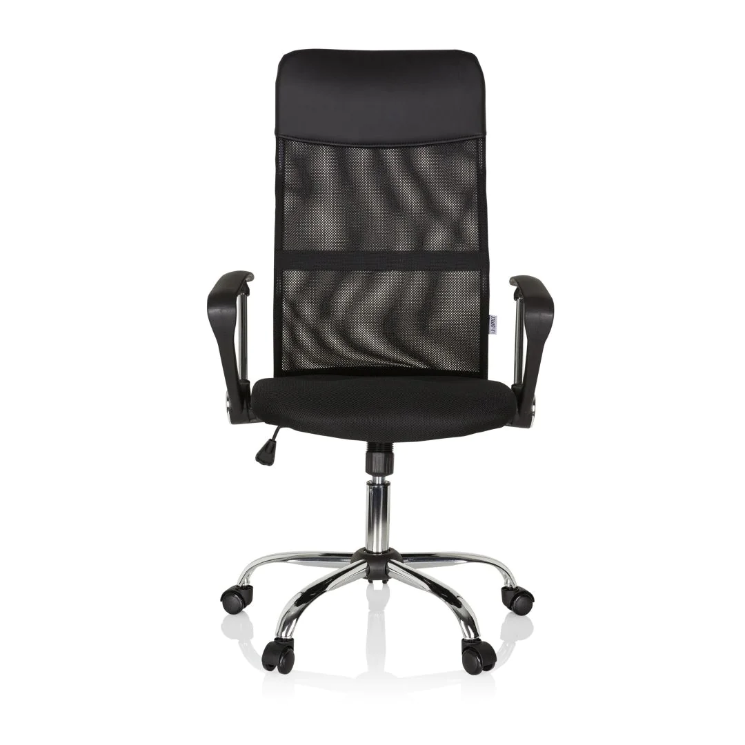 Bürostuhl Chefsessel Schreibtischstuhl PURE NET Netzstoff Kunstleder schwarz Chrom - HJH-621900