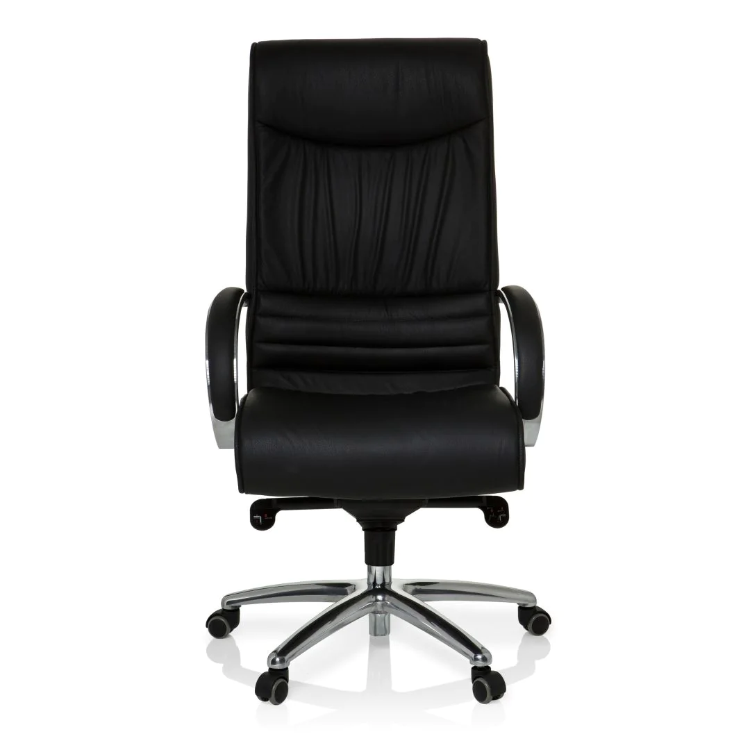 Bürostuhl Chefsessel XXL F 400 Leder schwarz - HJH-600953