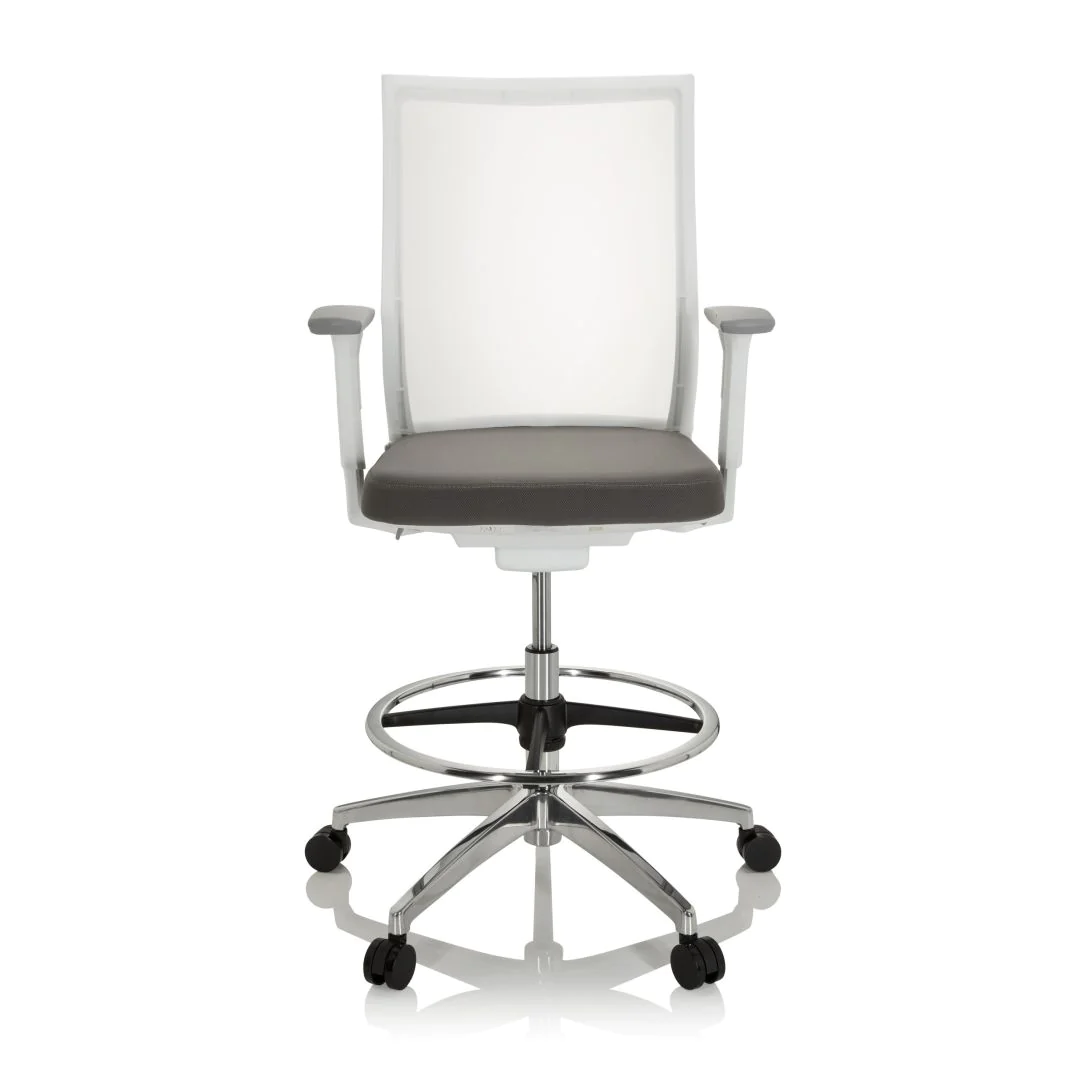 Arbeitsstuhl Counterstuhl ASPEN WORK W Netzstoff transparent Sitz Stoff grau - HJH-657667