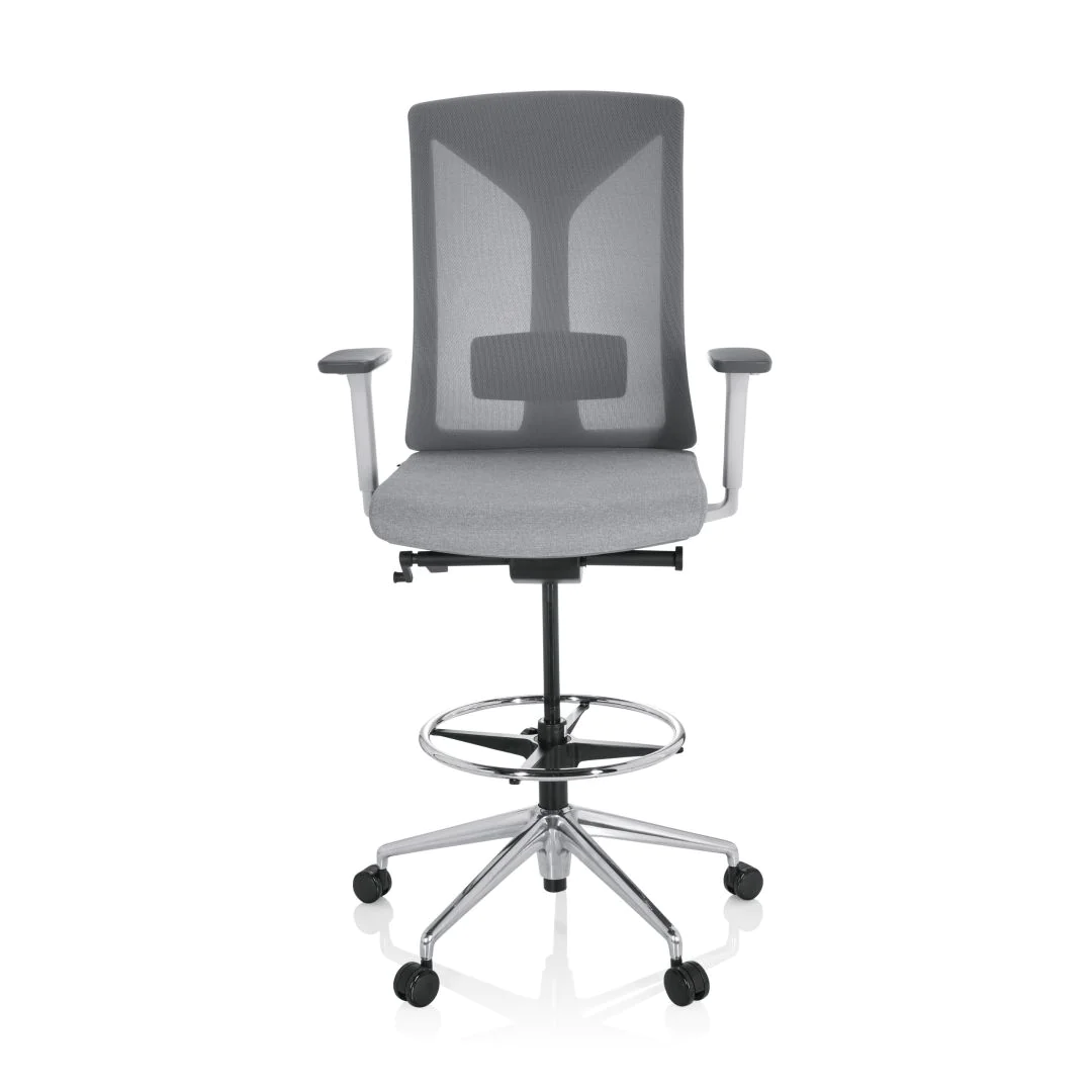 Arbeitsstuhl Arbeitshocker HALIFAX WORK Stoff Netzstoff grau - HJH-751010
