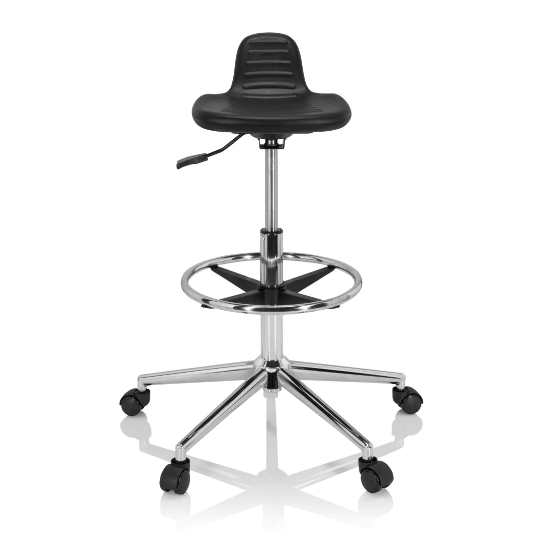 Arbeitsstuhl Arbeitshocker TOP WORK 03 I PU Schaum schwarz - HJH-830099