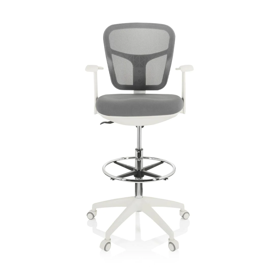 Arbeitsstuhl Counterstuhl TOP WORK 108 W Netzstoff/Stoff grau - HJH-760009