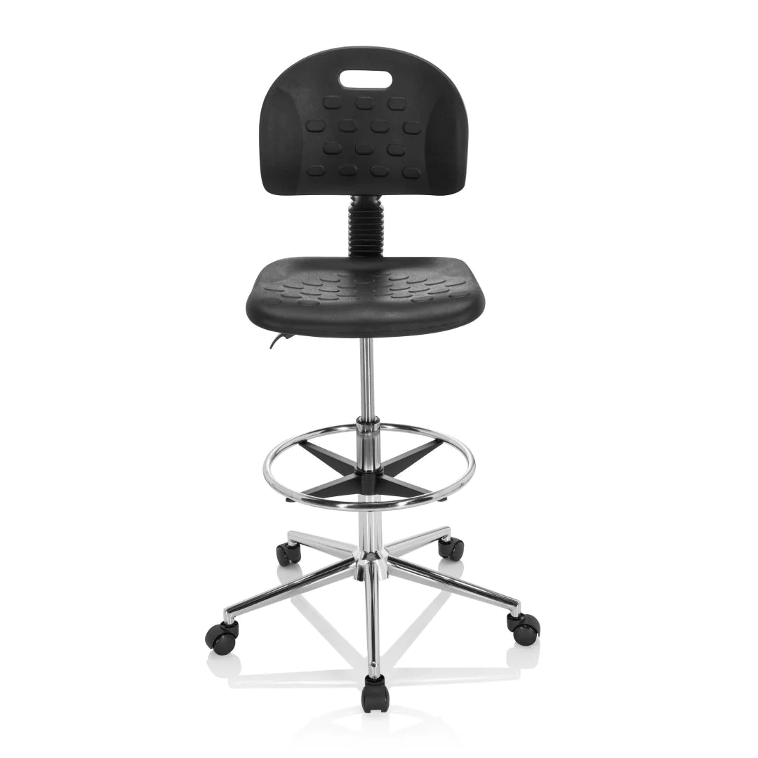 Arbeitsstuhl Arbeitshocker TOP WORK 23 I PU Schaum schwarz - HJH-830097