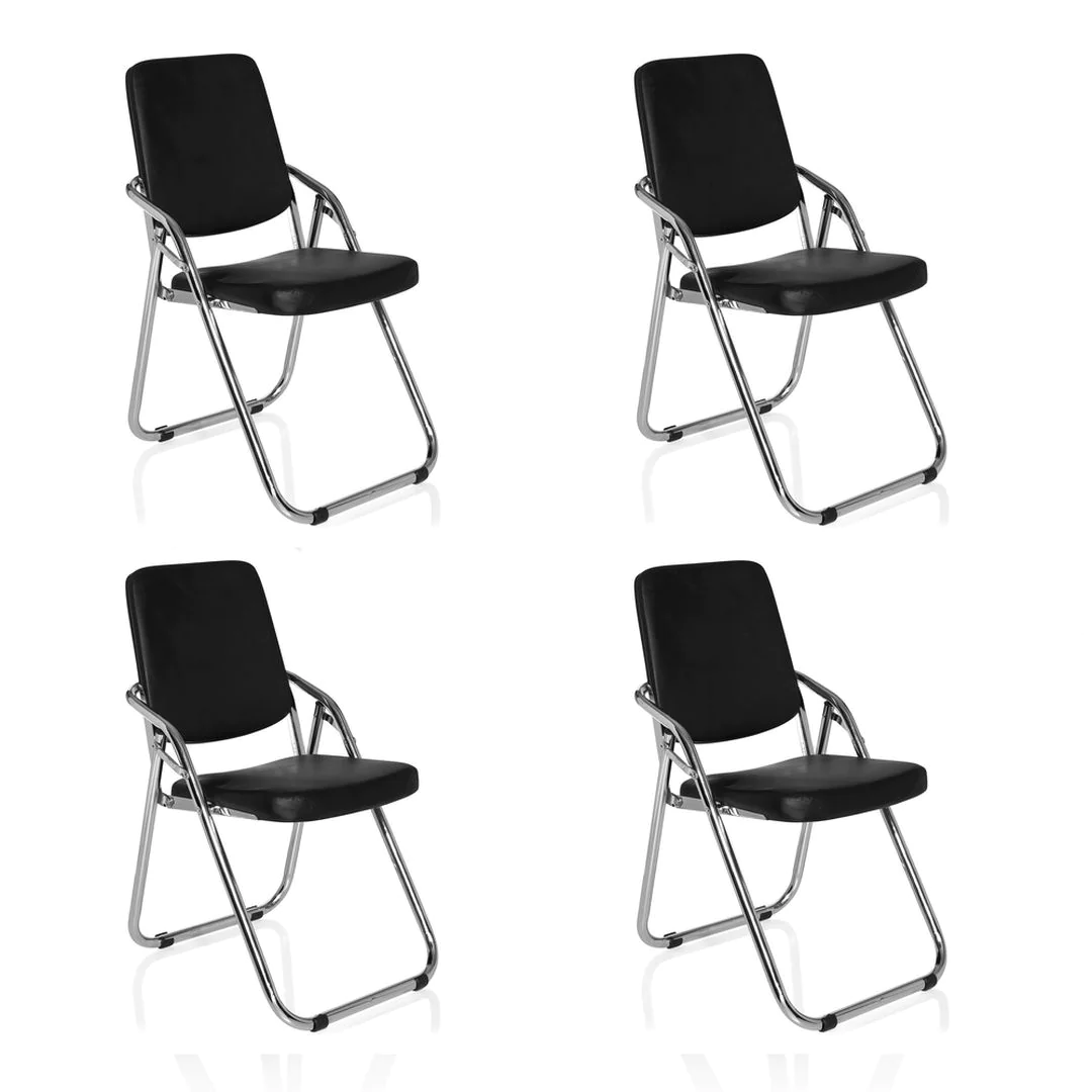 Konferenzstuhl Besucherstuhl Klappstuhl ESTO V PU schwarz 4er Pack - HJH-706301