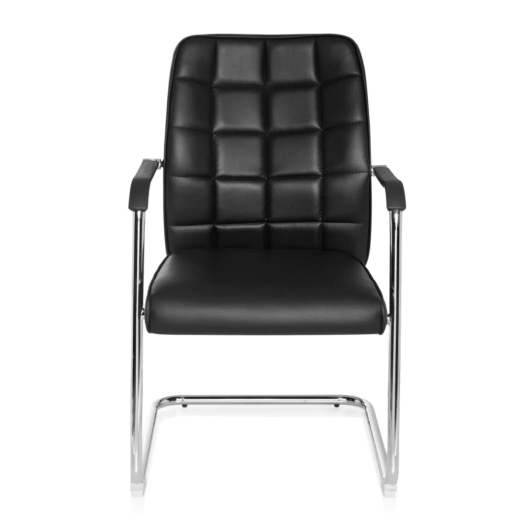 Konferenzstuhl Freischwinger Stuhl FLEXO V PU schwarz - HJH-706550