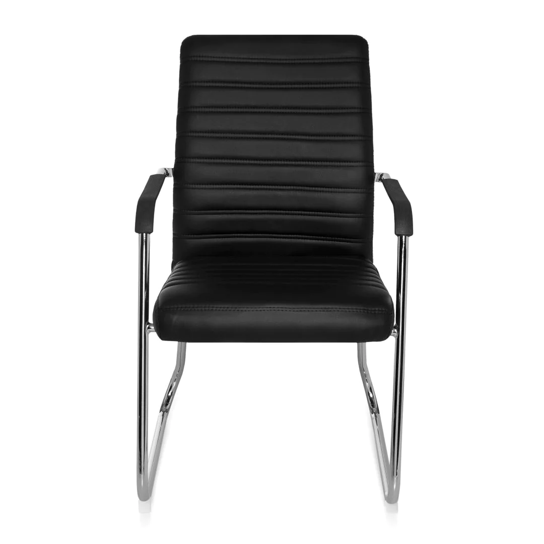 Konferenzstuhl Kufenstuhl Stuhl STEEL V PU schwarz - HJH-706350