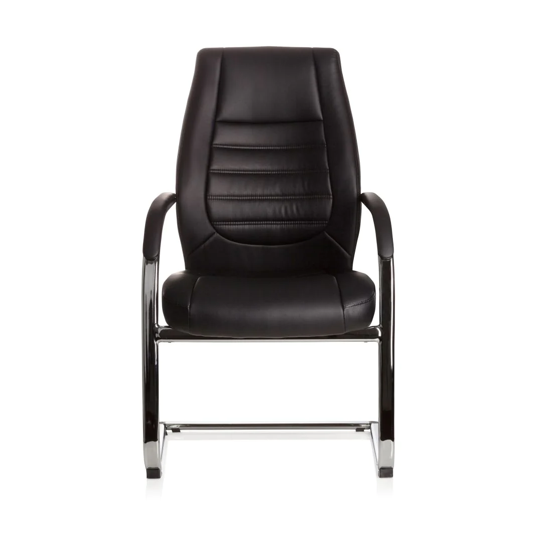 Konferenzstuhl Freischwinger Stuhl VITORO V Kunstleder schwarz - HJH-600986