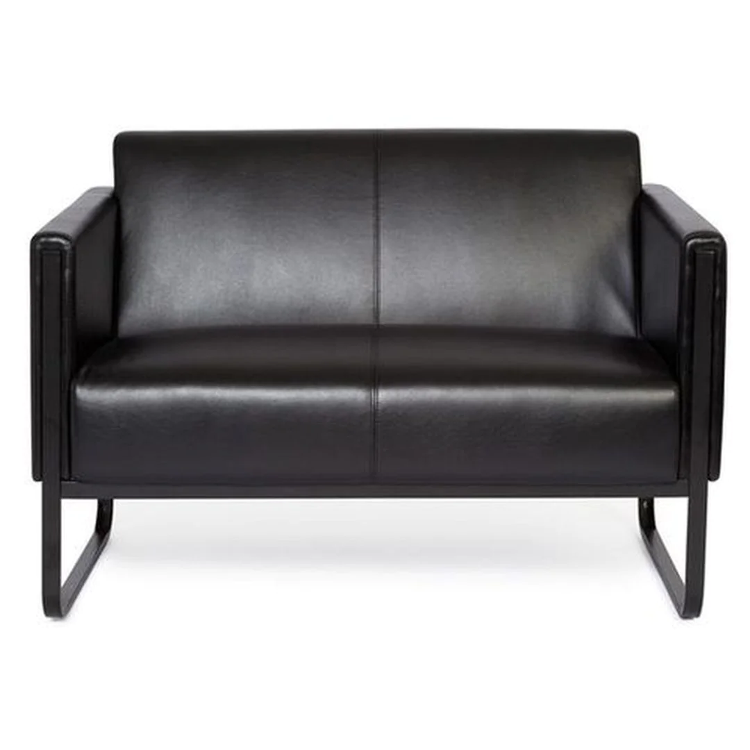 Loungesofa BALI BLACK Gestell schwarz Kunstleder glatt 2-Sitzer schwarz - HJH-713308