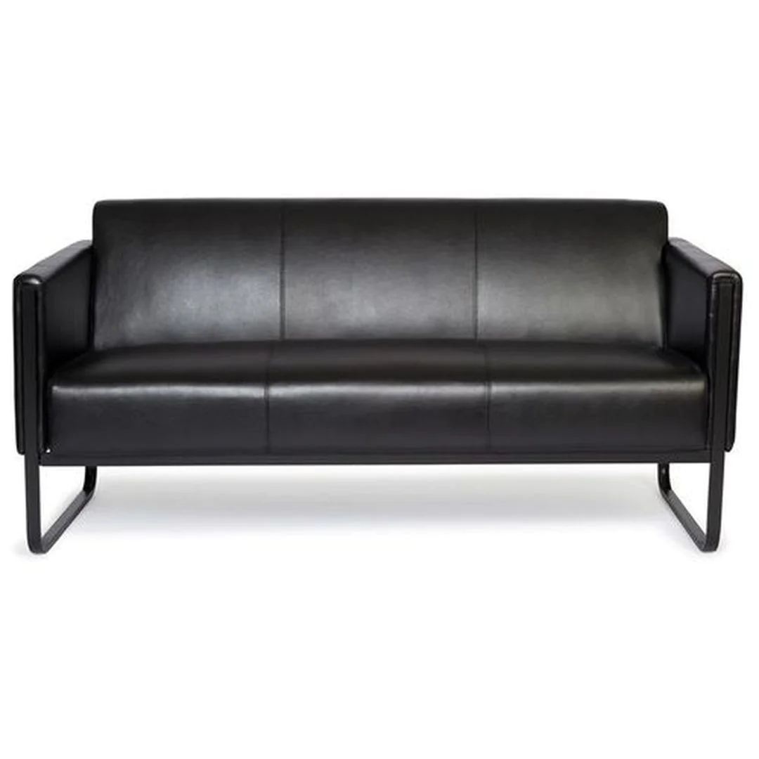 Loungesofa BALI BLACK Gestell schwarz Kunstleder glatt 3-Sitzer schwarz von HJH - Produktbild 6 von 6