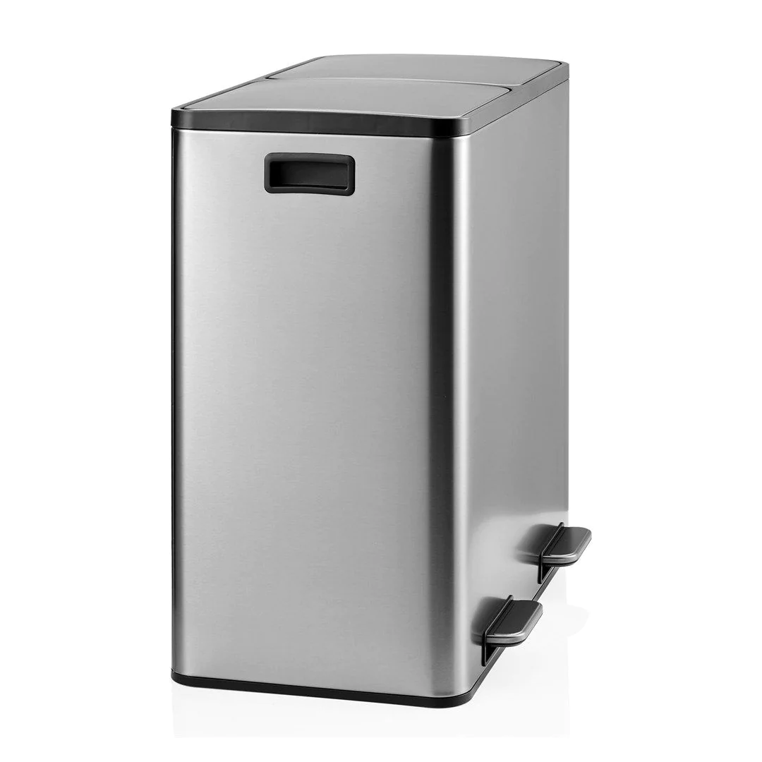 Abfallsammler Mülltrennsystem Clean 13 S - 60L (2x30L) Edelstahl silber von HJH - Produktbild 3 von 7