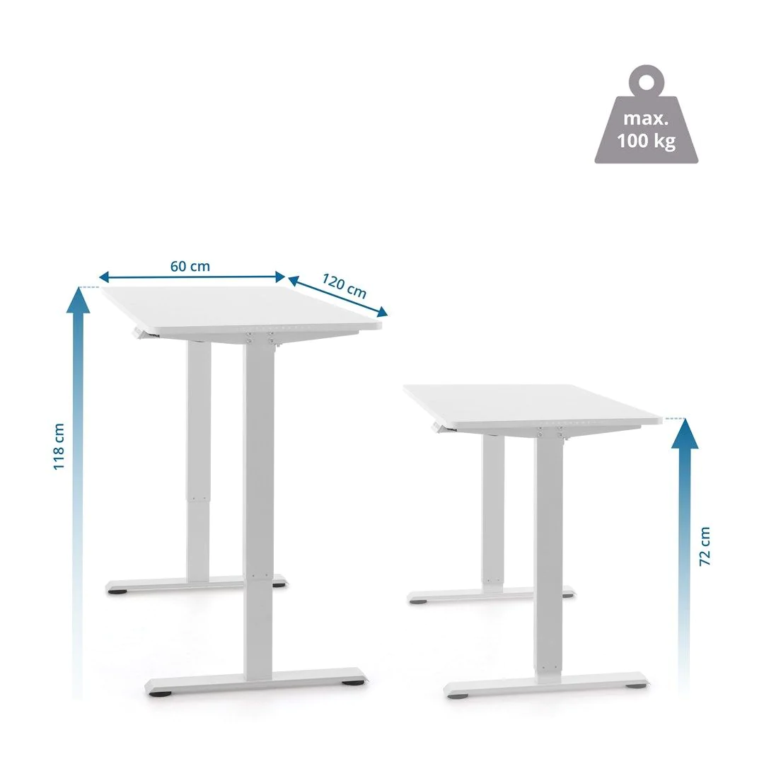 Schreibtisch Worktime LED 120 x 60 elektrisch höhenverstellbar weiß weiß von HJH - Produktbild 5 von 5