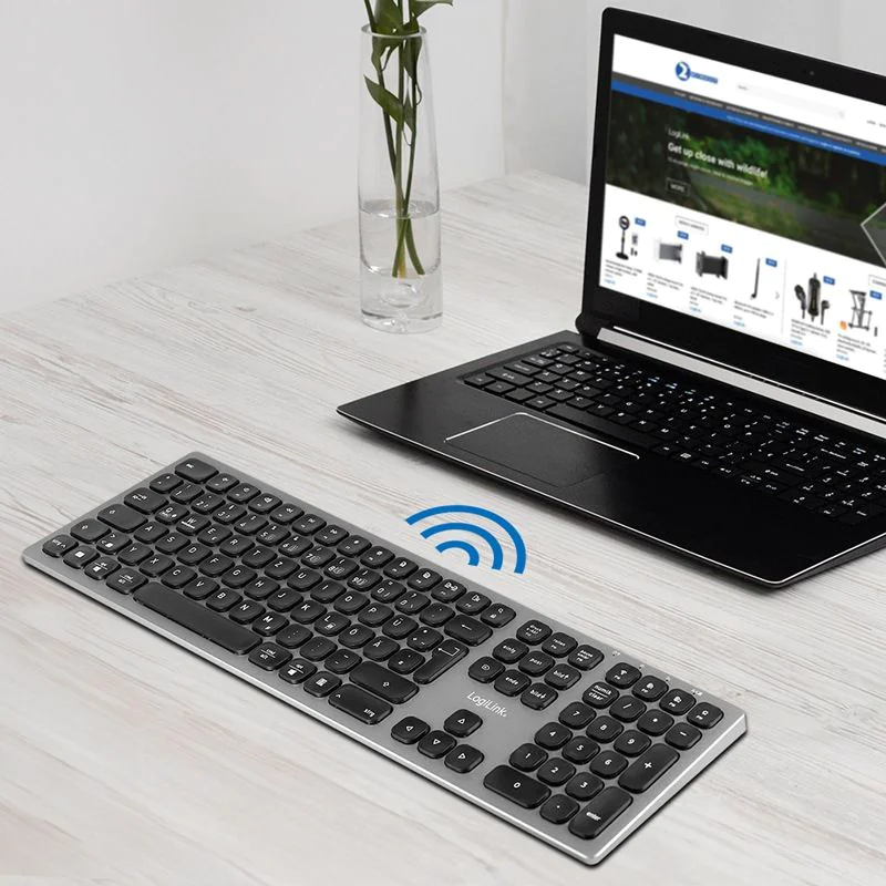 Kabellose Multi-Device-Tastatur BT 5.0 Aluminium Grau von LogiLink - Produktbild 4 von 8