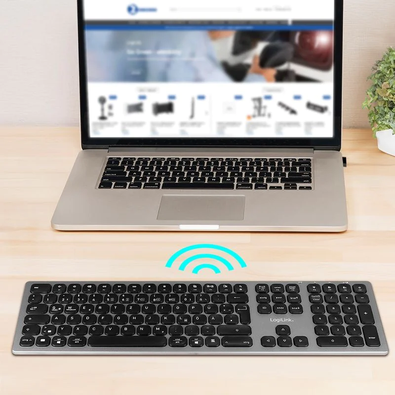 Kabellose Multi-Device-Tastatur BT 5.0 Aluminium Grau von LogiLink - Produktbild 5 von 8