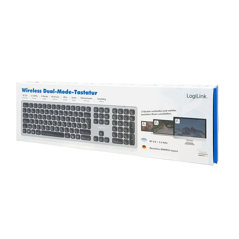 Kabellose Multi-Device-Tastatur BT 5.0 Aluminium Grau von LogiLink - Produktbild 7 von 8