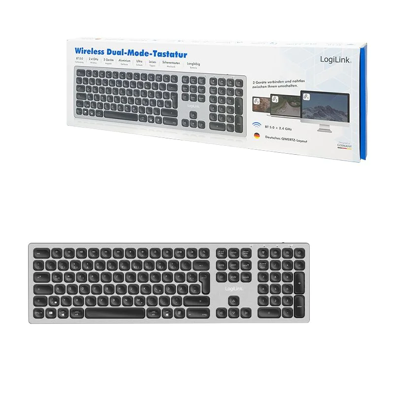 Kabellose Multi-Device-Tastatur BT 5.0 Aluminium Grau von LogiLink - Produktbild 8 von 8