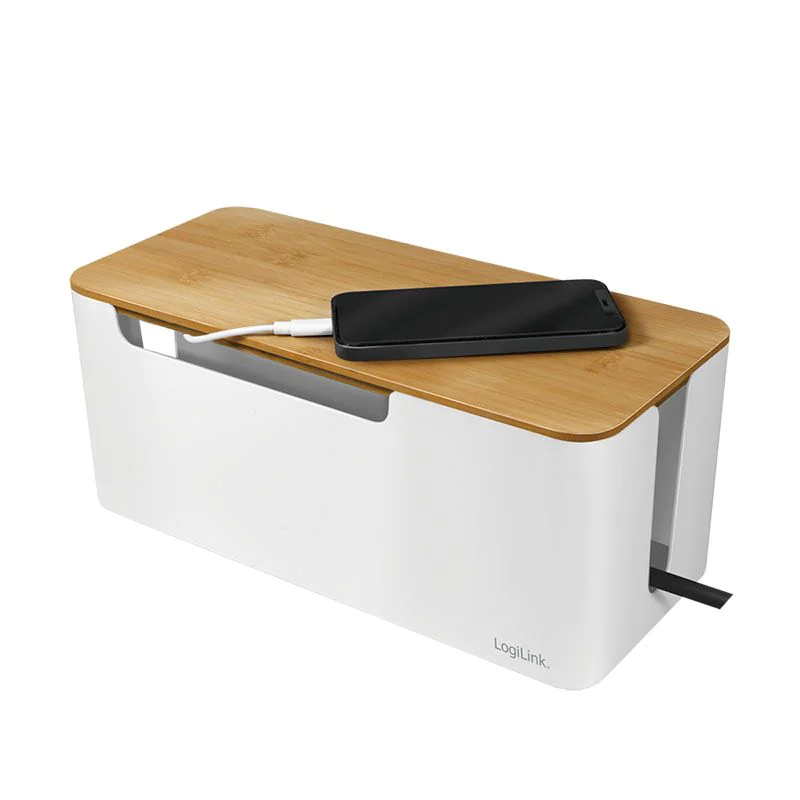 Kabelbox 320x140x130 mm weiß mit Bambus-Deckel von LogiLink - Produktbild 4 von 18