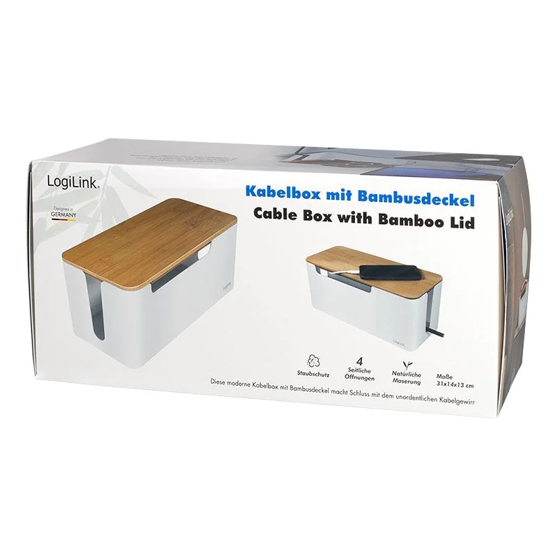 Kabelbox 320x140x130 mm weiß mit Bambus-Deckel von LogiLink - Produktbild 8 von 18