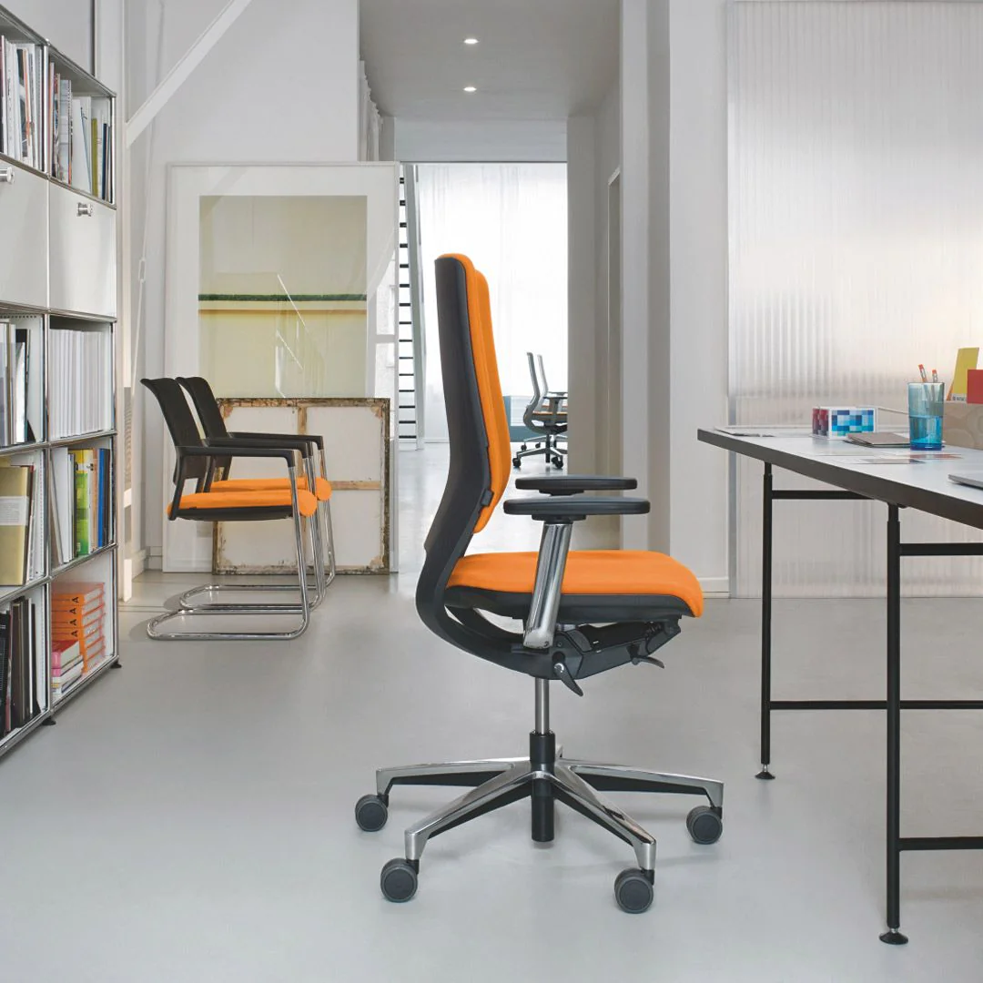 Detailansicht der Ergonomie-Einstellungen und der Lordosenstütze des Klöber Mera